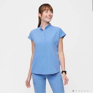 Women’s Ceil Blue Rafaela Mandarin Collar Scrub Top, Small
